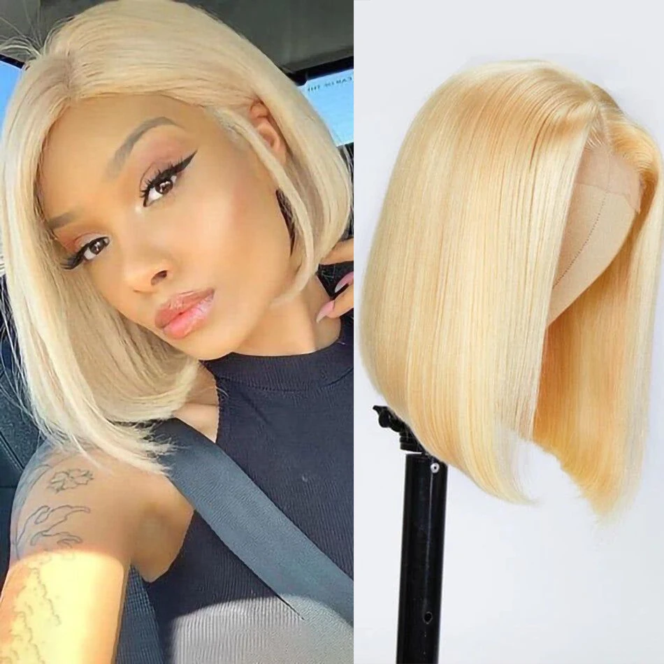 

613 Hd Lace Frontal Wig 13x6 Blonde Bob Wig Lace Front Human Hair Wigs 13x4 Transparent Lace Short Wigs For Women