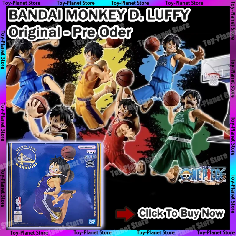 Figura de Ação Autêntica Bandai Namco Master Stars Piece Monkey D. Luffy Versão Golden State Warriors Brinquedo de Anime de Basquete em Estoque