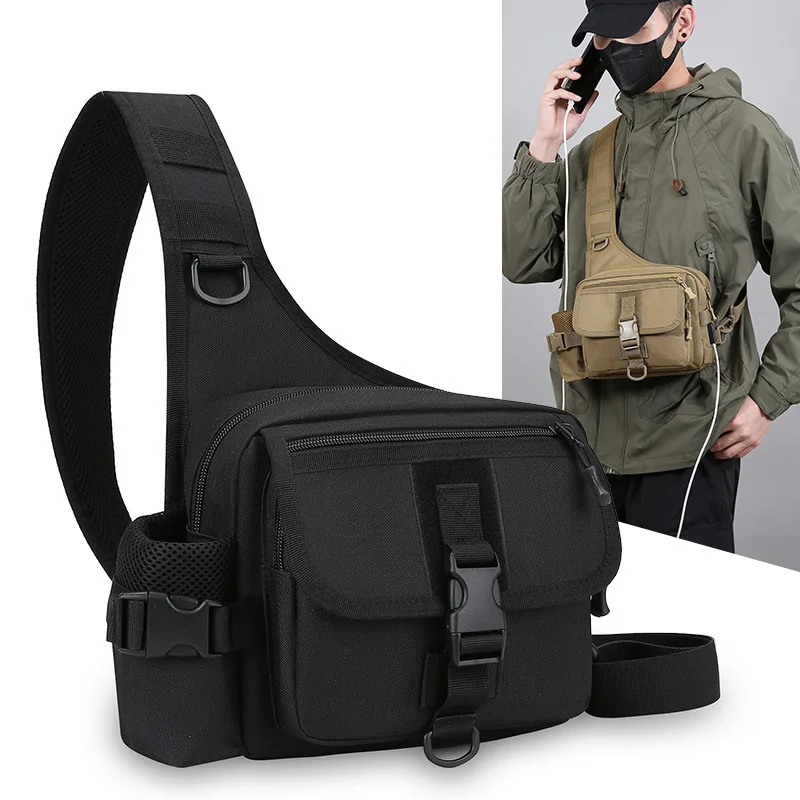 

Многофункциональная повседневная мужская сумка на одно плечо, зарядка через USB, сумка через плечо большой вместимости, многослойная тактическая сумка через плечо