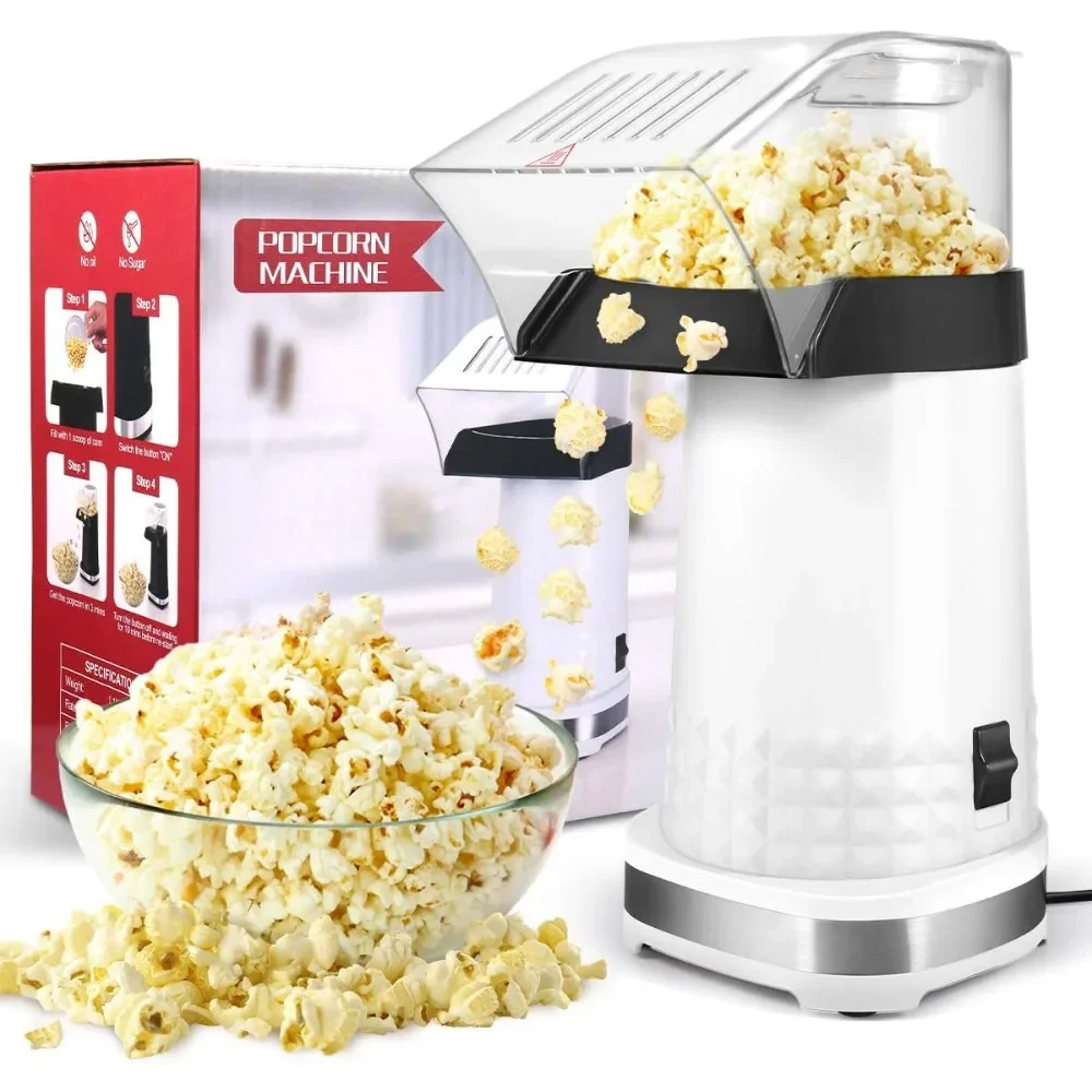 Máquina de palomitas de maíz 3,5 Qt, 1200w, 2 Min de estallido rápido, sin aceite, sin BPA, Mini máquina de palomitas de maíz segura para alimentos, para el hogar