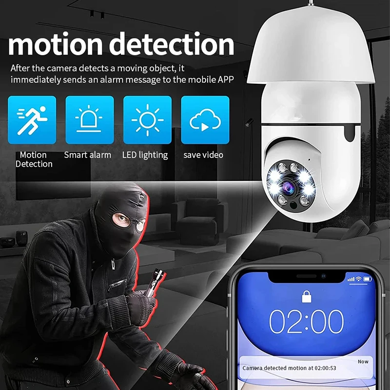 2.4G E27 ضوء لمبة واي فاي كاميرا النسخة الليلية حماية الأمن 360 °   كاميرا IP Camara Vigilancia IR المنزل الذكي CCTV Bubble