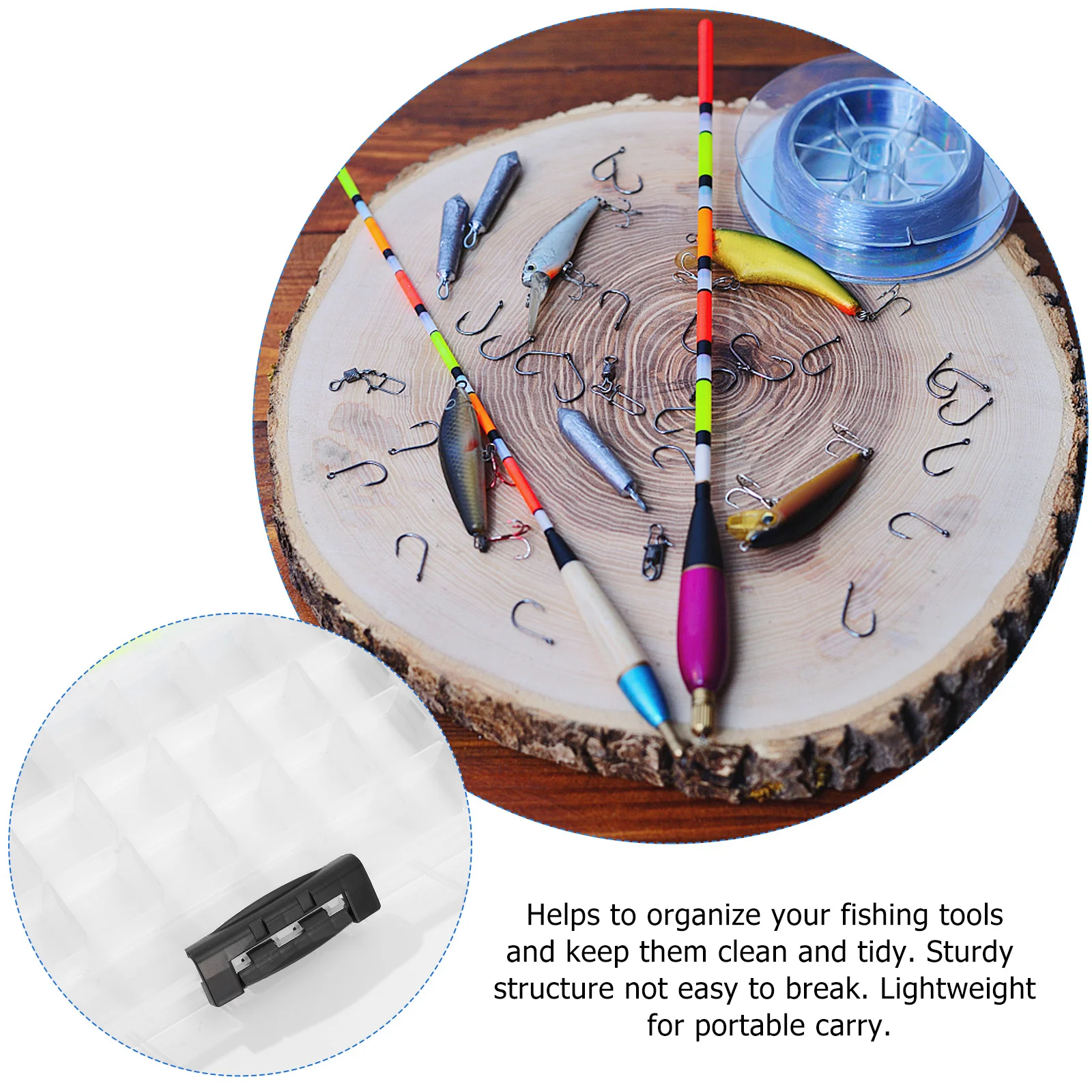 

Fishing Tackle Box Removable Divider Lure Storage Organize Accessories 3-Sided Lock Catch Lightweight Storage Container