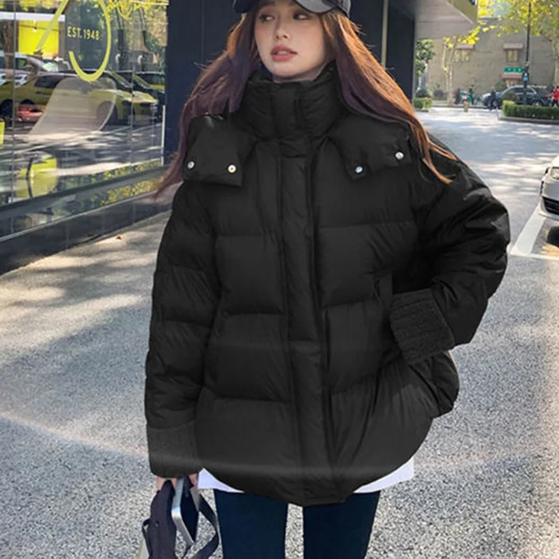 maillard Women Loose Fitting Down Cotton Jacket Winter Female Cotton Padded Coat 2024 Ladies Thickening Lamb Wool Collar Outwear