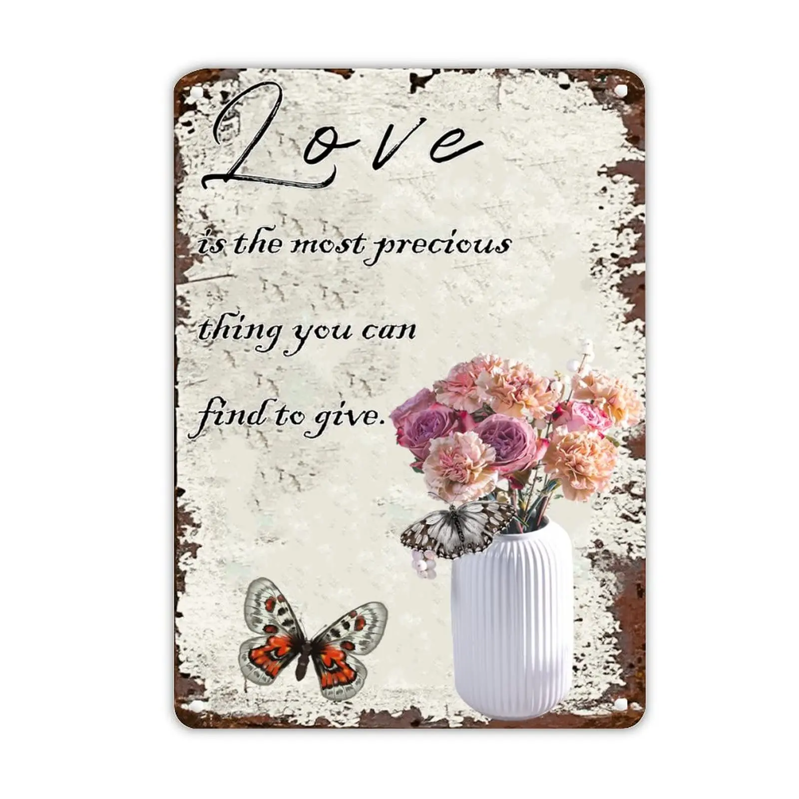 Love Is The Most Thing Metal Tin Signs Spring Hydrangea with Wall Tin Sign Antique Hello Spring Flower Plaque