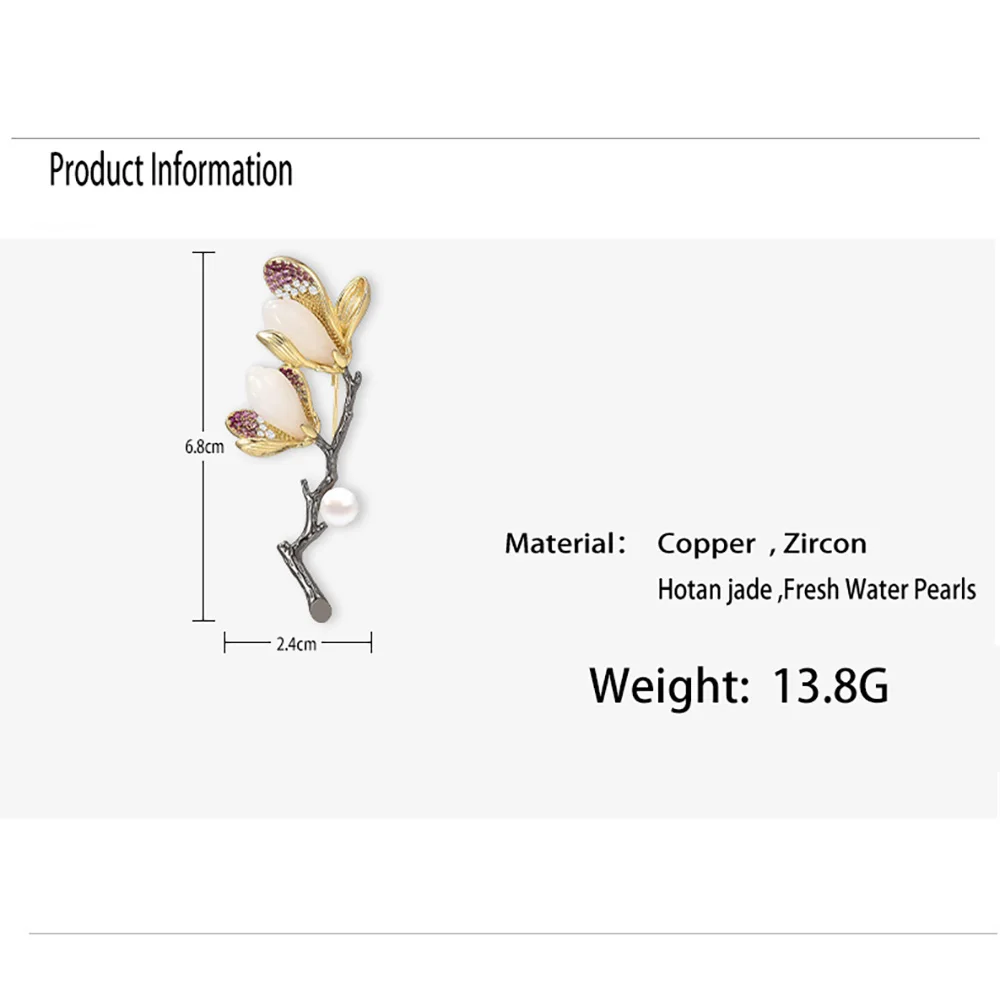 بروش ماغنوليا الأبيض الطازج: دبوس بدلة راقي وفاخر، عنصر مثالي للهدايا لإغلاق الأصدقاء #5