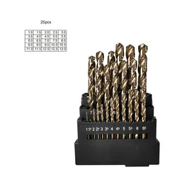 ALLSOME 13/19/25 Pcs Hss M42 Cobalt Twist Drill Set 8 % High Cobalt For Stainless Steel Wood Metal Drilling 3 Edge Tool Kit