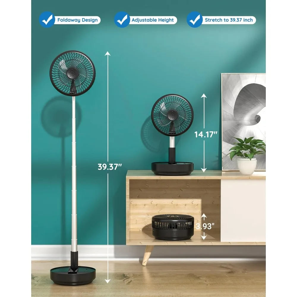 US Shipping Portable Oscillating Standing Fan Rechargeable Battery Operated USB Floor Table Desk Fan with Remote for Bedroom
