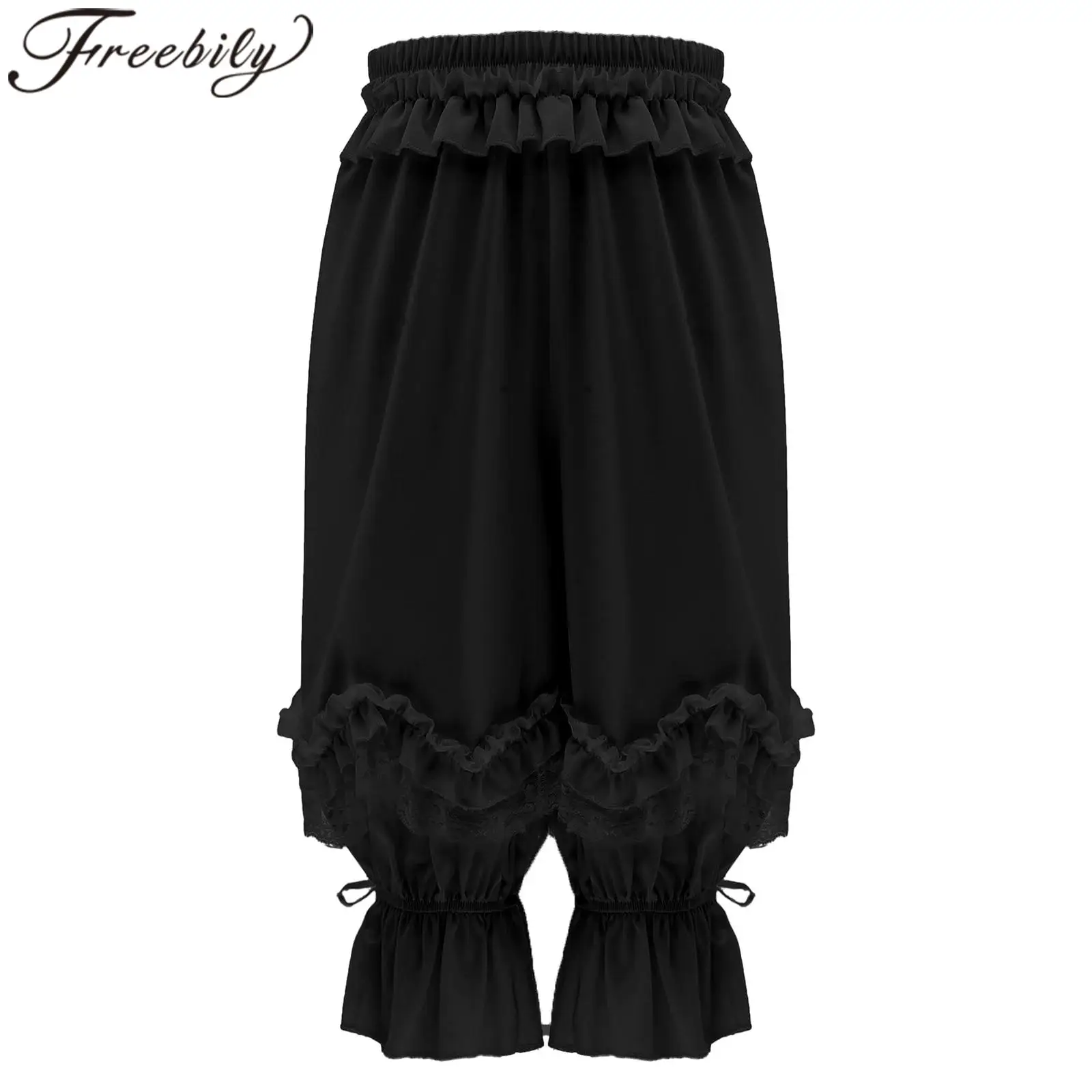 

Брюки эпохи Возрождения для девочек, шаровары, брюки в викторианском стиле, кружевные панталоны с эластичной резинкой на талии и рюшами, необычные костюмы для бальных танцев