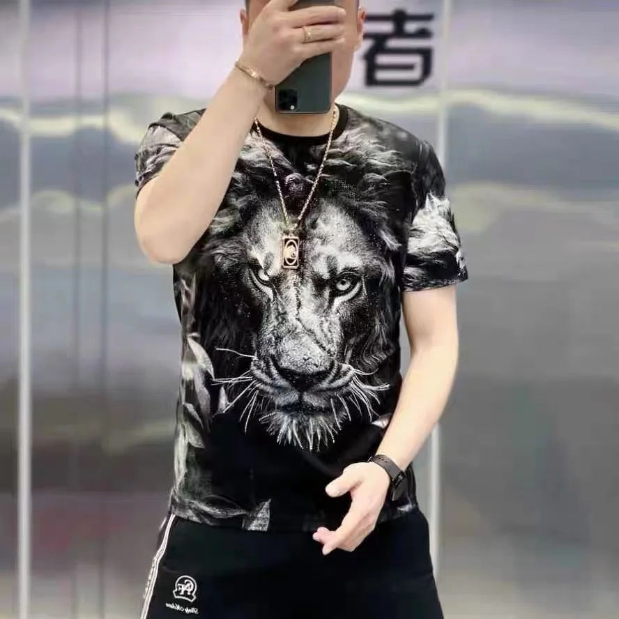 2024 Summer 3D Animal Printed T-shirt for Men Fashion Short Sleeve Casual Social T-shirt Round Neck Streetwear Hip Hop Tee Tops