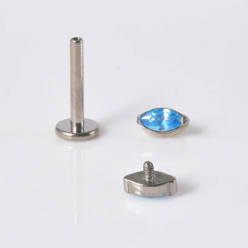 Brinco de cartilagem g23 de titânio, 2 peças, 16g, zircônia, olhos de cavalo coloridos, hélice, lóbulo, rook, labret, nariz, joia de piercing