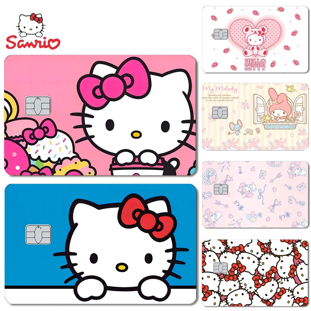 

Saniro Hello Kitty Film Skin Stickers Melody Cartoon PVC Decorative Waterproof Protective Decals for Debit Card Credit Bank Card