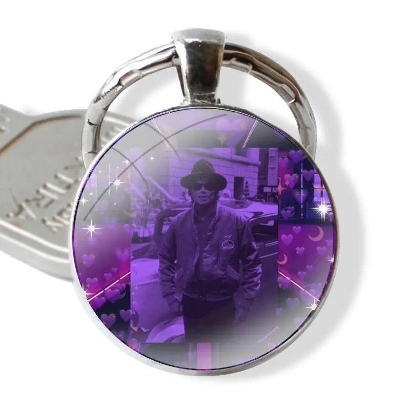 Michael jackson 25mm Glass Cabohcon Keychain Key Rings for Women Men Jewelry Gift