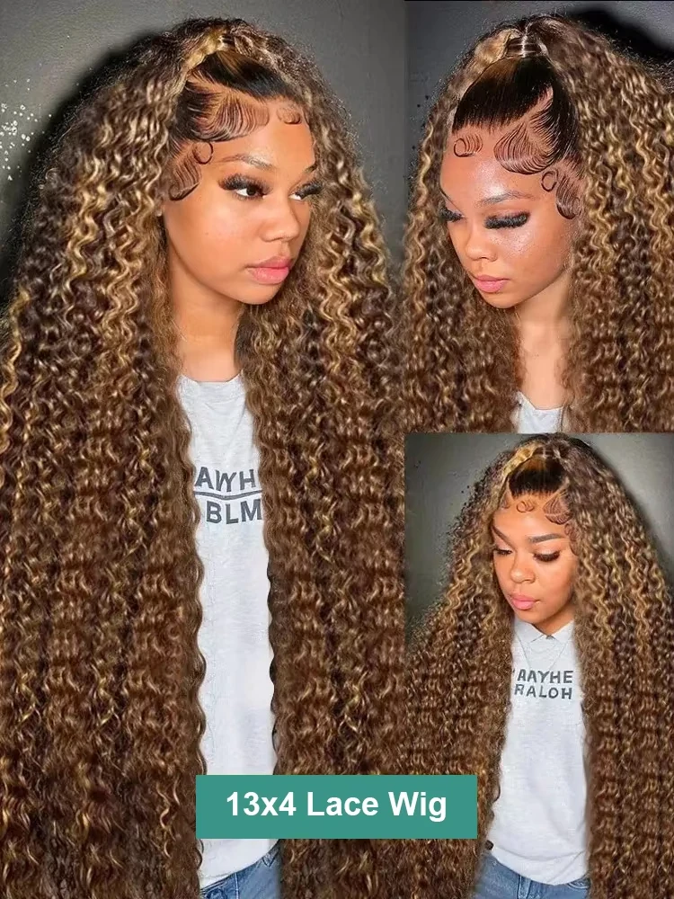 38 40 Inch Curly Wigs Deep Wave HD Lace Front Wig Colored Brazilian Highlight Ombre 13x6 Lace Frontal Wig Human Hair For Women image 6