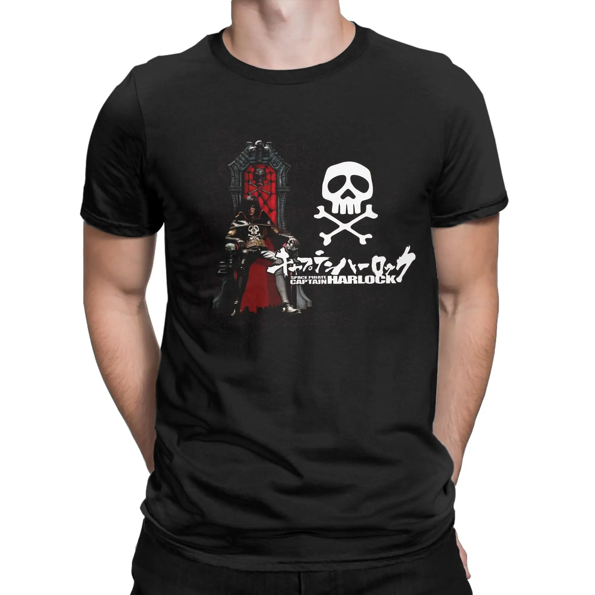 Captain Harlock Galaxy Express 999 Men's T Shirts Tee Shirt Short Sleeve Round Collar T-Shirts Pure Cotton Big Size Clothes