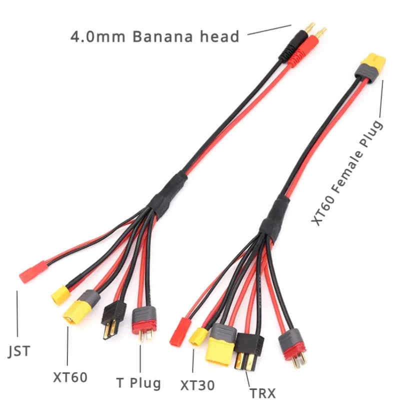 20cm 14AWG 4.0mm Banana Plug/XT60 to XT60 XT30 JST T Plug Charger Adapter Cable for SKYRC HOTA ISDT Charger RC FPV Racing Drone