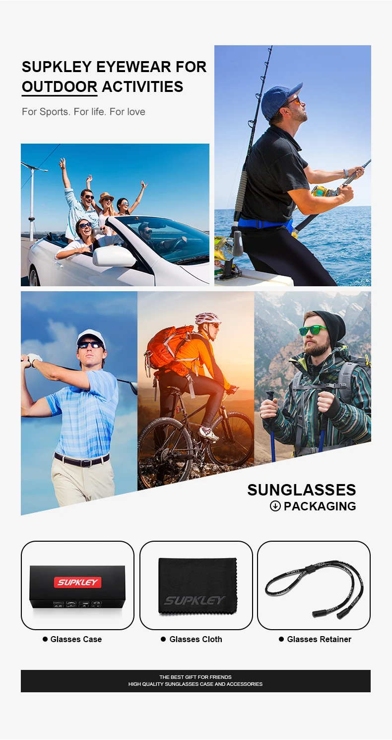 Supkley Männer polarisierte bunte Sonnenbrille Mode Sport Sonnenbrille uv400 Männer Frauen Bergsteiger brille – Detail 13