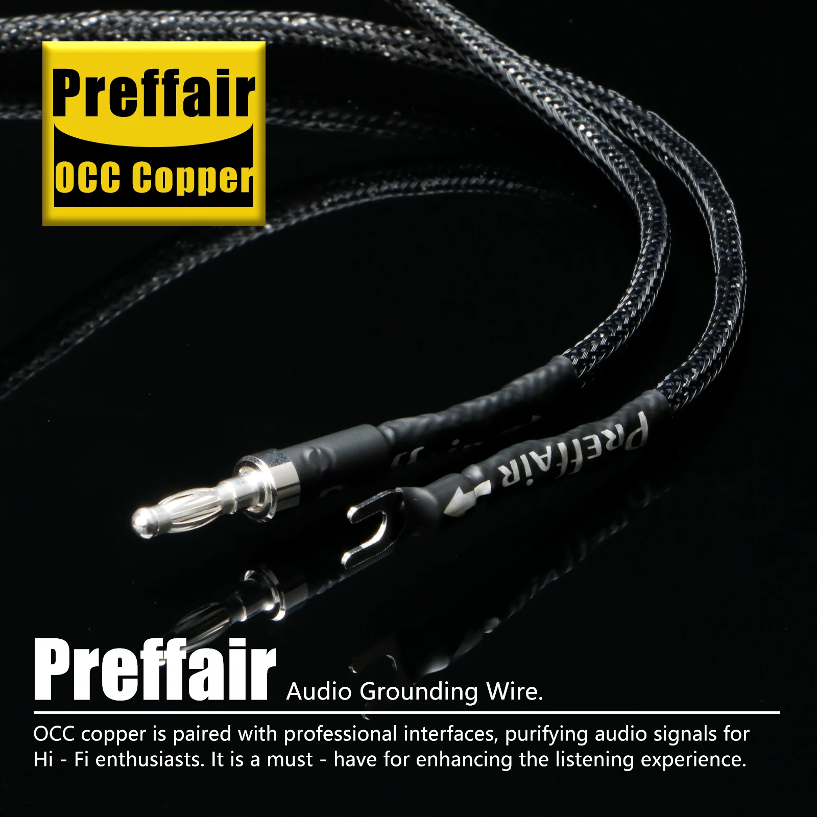 3AG Hi-End Phono Cable Vinyl LP Turntable Audio Wire Ground Cable OCC Silver Plated Banana to Spade Bridge Cable
