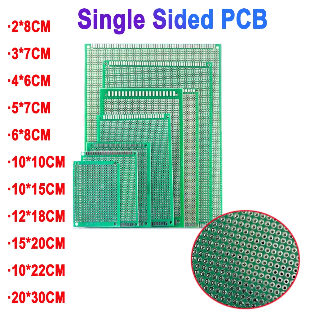 1 PC Universal Single-Sided PCB Board 7x9cm 15*20CM 10*22CM 20*30CM PCB Experiment Breadboard Green Prototype Circuit Boards