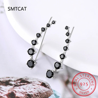 All D Moissanite Earring Crawler Climber For Women 7 Star Ear Cuff Silver 925 Black/ White Diamond Wedding Jewelry Luxury Gift
