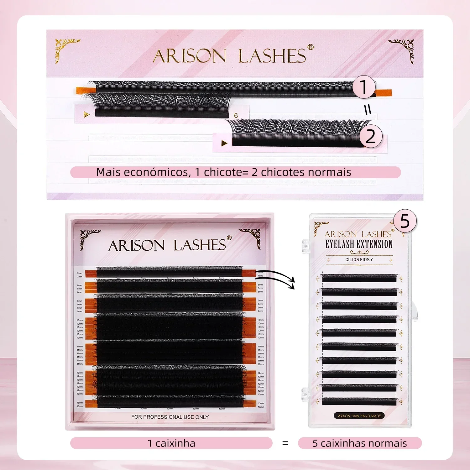 ARISON New 3D/4D/5D W Shape Lashes and YY Lashes Premade Volume Eyelashes Extension Soft Easily Grafting Extension Wholesale