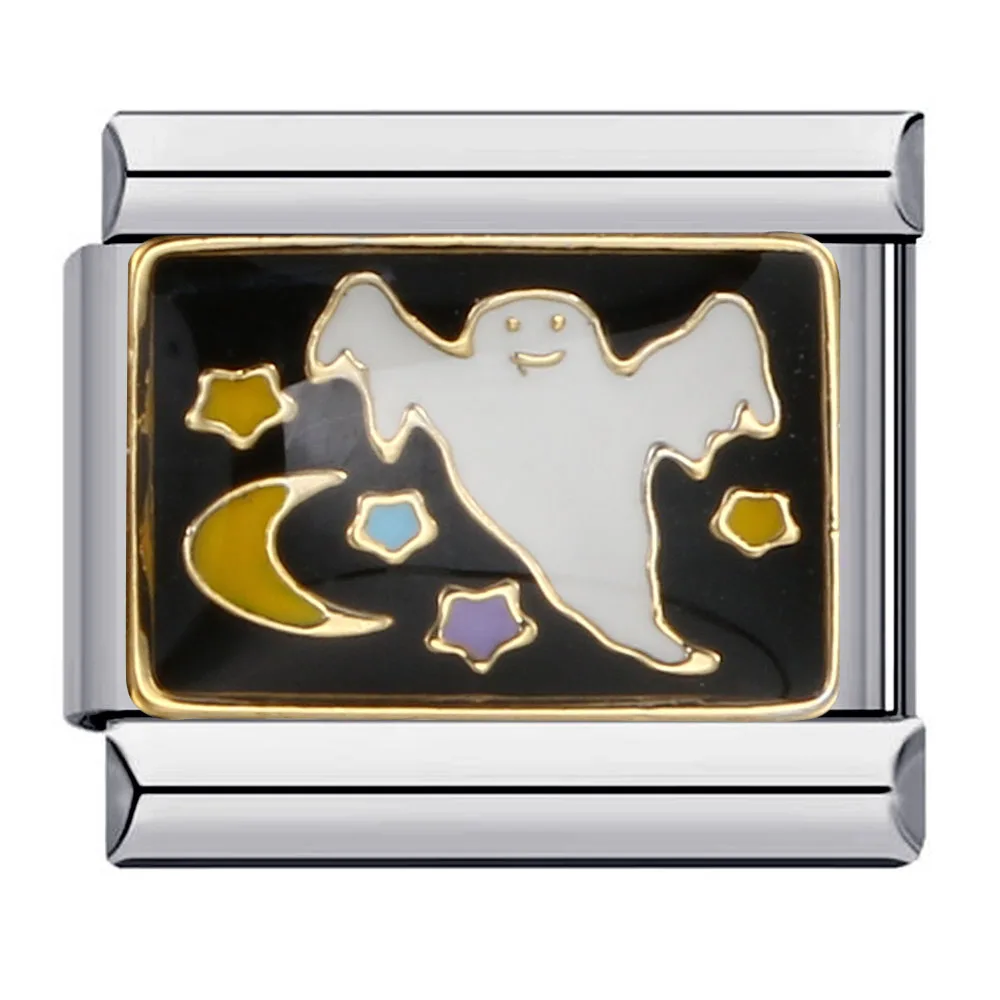 URING 2025 Modedesign Schwarze Eule Stern Mond Fledermaus Geist Halloween Charm Italienische Links Passend für 9 mm Armbandherstellung DIY Schmuck – Detail 1