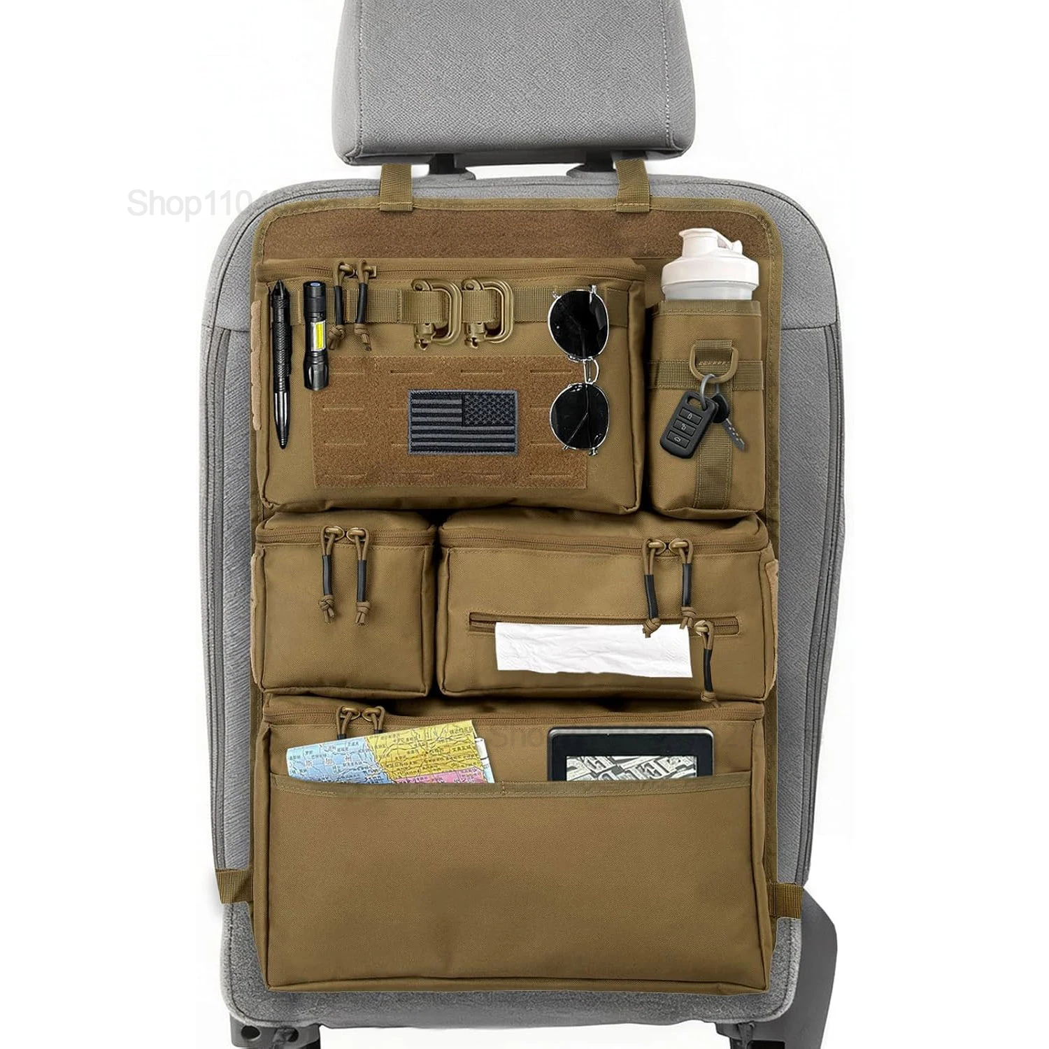 Multifunktionaler Gepäckorganisator und Aufbewahrungstasche, taktische Aufbewahrungstasche für die Rücksitze im Auto, hängende Rücksitztasche.