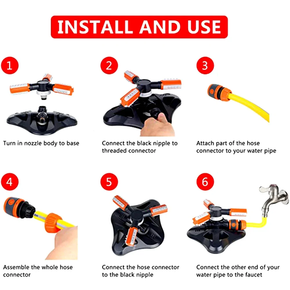 Arroseur automatique de jardin et de pelouse, rotation triangulaire, résistant à 360 degrés, accessoires de système d'irrigation de pelouse