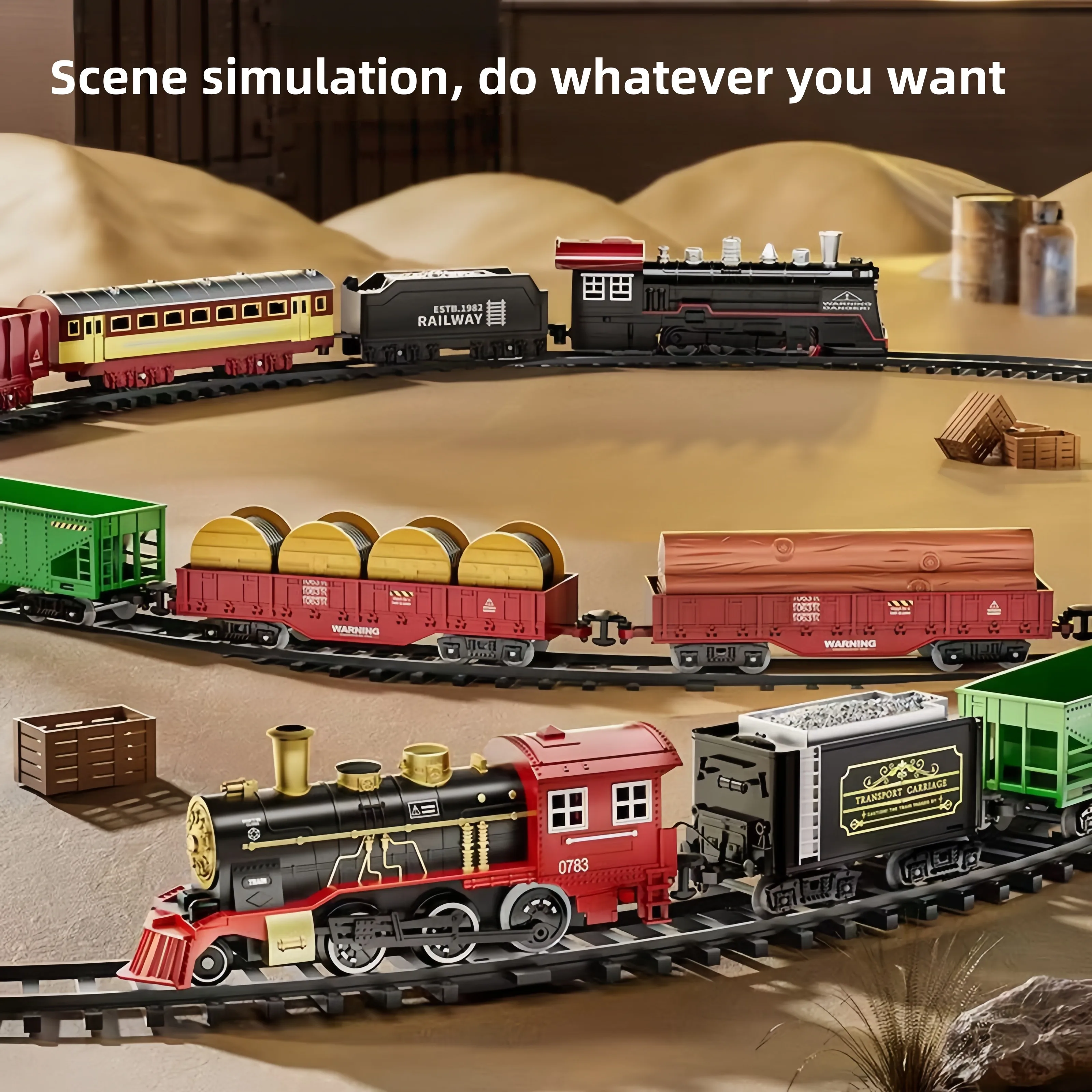 シミュレーションレトロ小型電車セット線路駐車場蒸気モデル高速鉄道子供用レールおもちゃ男の子の理想的なおもちゃクリスマス c