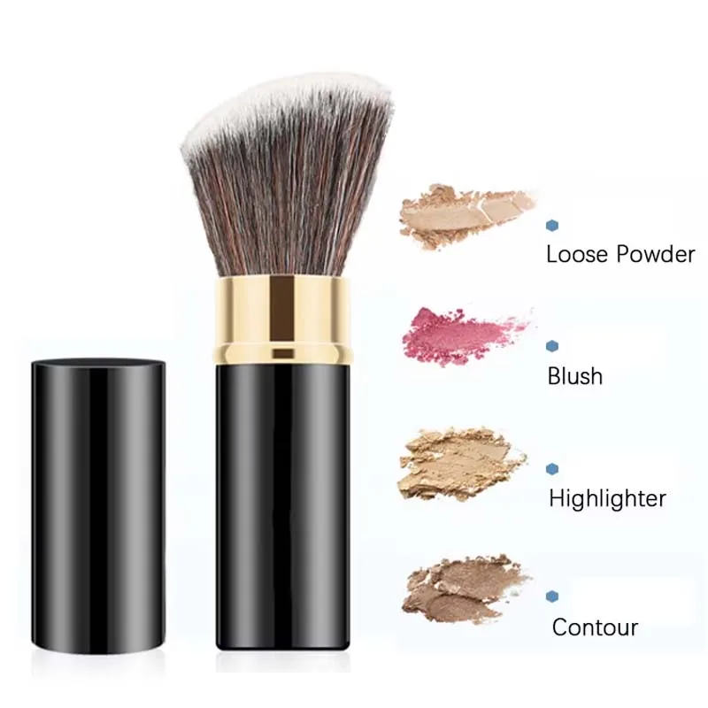 Portable Foundation Makeup Brush Retractable Mini Loose Powder Blush Brush Kabuki Brush Face Brushes Beauty Cosmetic Travel Tool