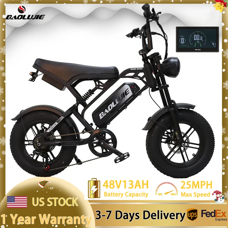 

BAOLUJIE Electric Bike for Adults Peak 1500W Motor, 48V13AH Battery,ebike Commuter Electric Dual Shock Absorber Bicycle bike