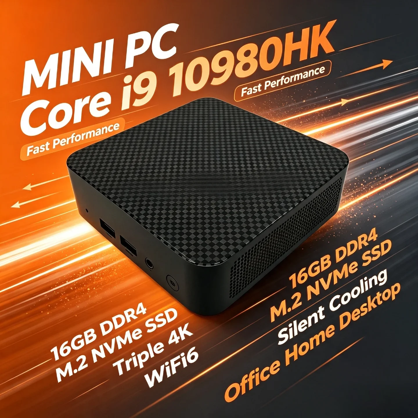 Intel Core i9 10980HK Portable Mini PC 16GB DDR4 M.2 NVMe SSD WiFi6 Silent Cooling Triple 4K Office Home Desktop Computer 2026