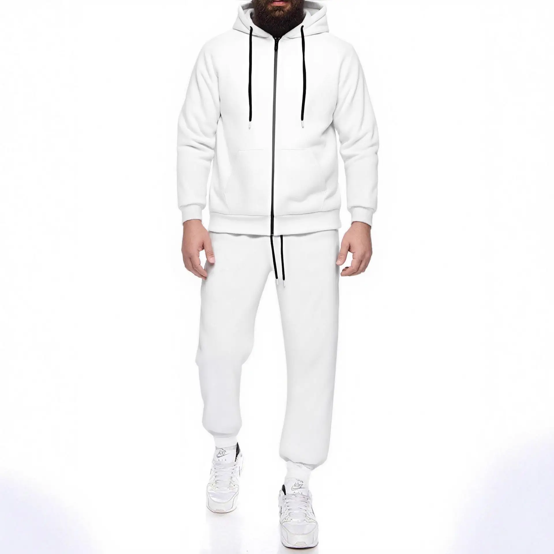 

Men's Thickened Fleece Zipper Hoodie Sweatshirt Sports Set Autumn Winter Long Sleeve Long Pants Youth Casual Comfortable Clot...