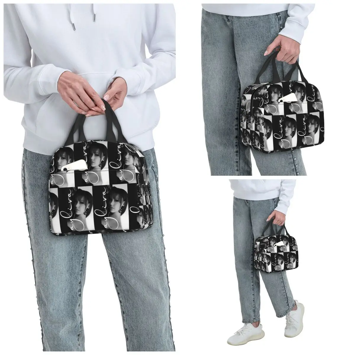A-Ayliva Cool Singer Handwritten Signature Poster Insulated Lunch Bag for Kids School Cooler Thermal Food Box Tote Lunch Boxes