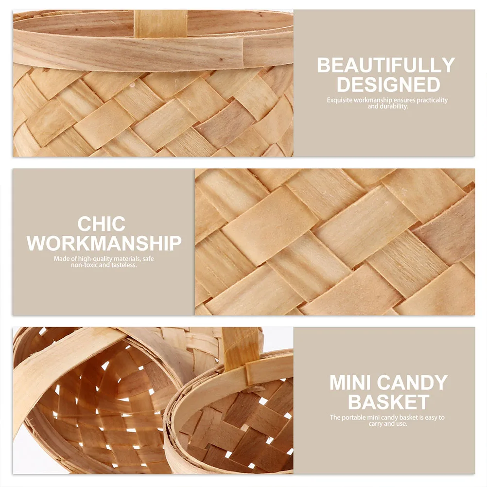 

2 Pcs Accessories Handheld Wedding Candy Basket Miss Woven Baskets Fabric Wood Accessory