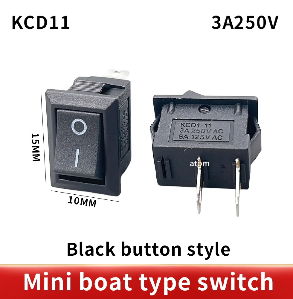 KCD1 Button On-Off 3Pin 2pin  DPST Boat Car Rocker Switch 6A/10A 250V/125VAC Button switch protective sleeve