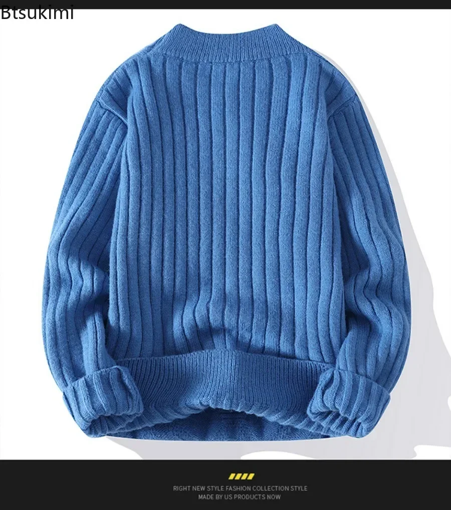 2025 Men's Warm Knitted Sweaters Solid Autumn Winter Casual Knitting Clothing Men O Neck Pullovers  Mens Soft Kniited Sweater