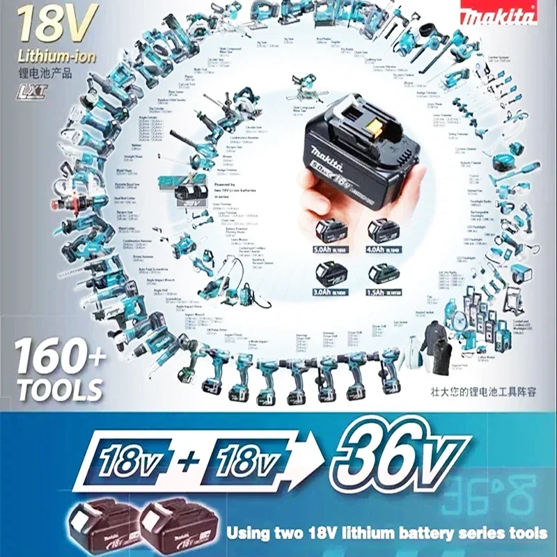 ماكيتا الأصلي DDF487 سائق لاسلكي الحفر فرش مفك كهربائي 18 فولت بطارية قابلة للشحن BL1860 BL1850 #4