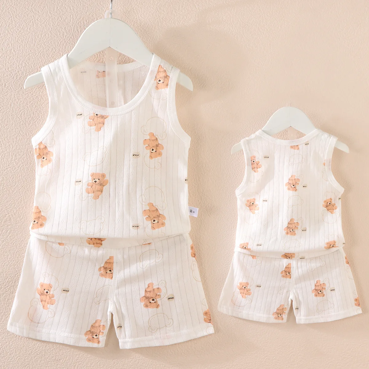 Boys Girls Pure Cotton Summer Clothes Children Long Johns Suit Child Baby Pajamas Kids Home Clothes