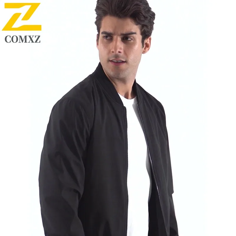 COMXZ Jaket Pilot Kerah Bulat Hitam Lengan Panjang Musim Semi Gugur untuk Pria, Mantel Bisnis Ukuran Besar, Atasan Kasual Impor 2025