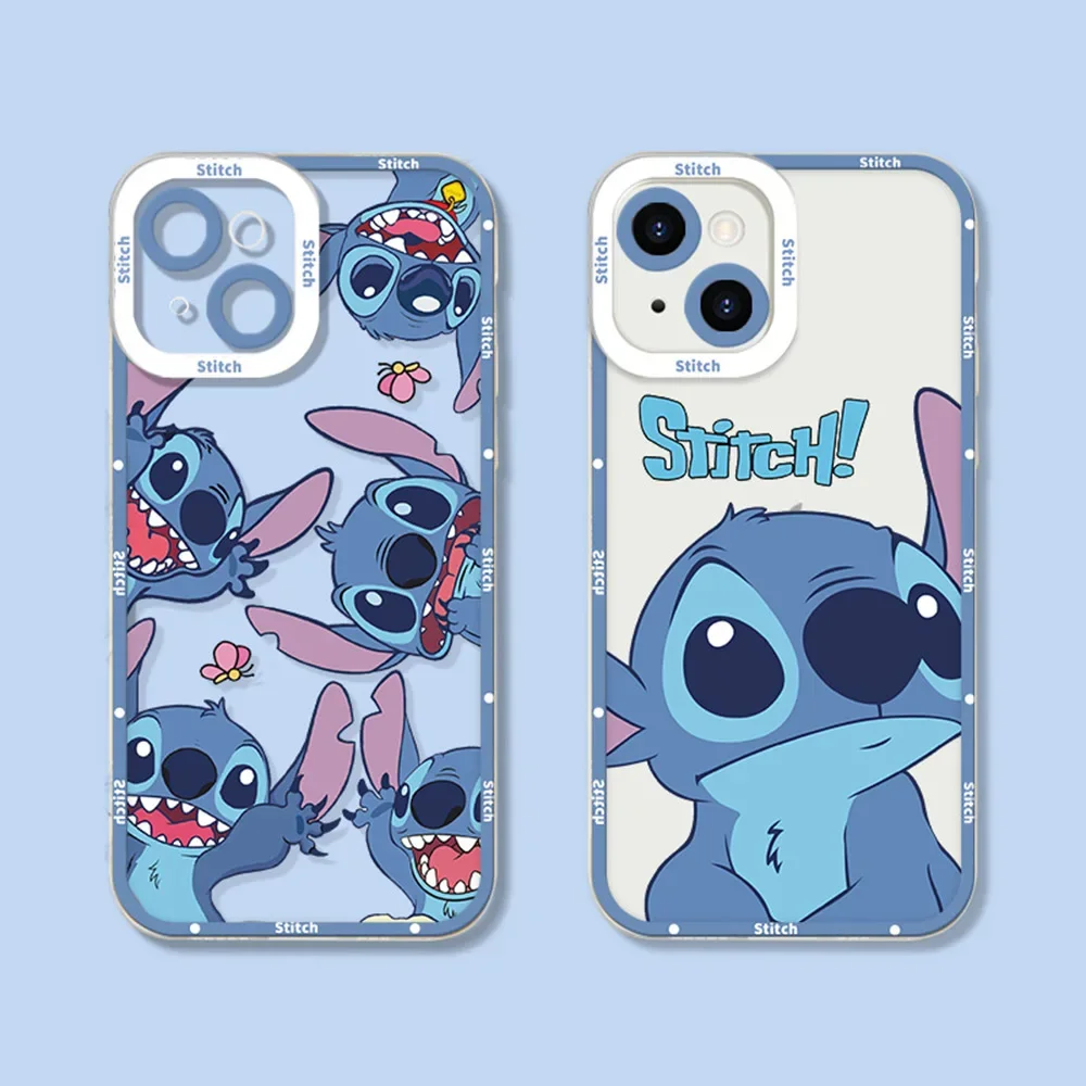 Kreskówka Lilo Stitch słodkie etui na telefon dla Iphone 14 15 12 13 Mini 11 Pro Max Xs XR 6 6s 7 8 Plus przezroczysta miękka obudowa Disney