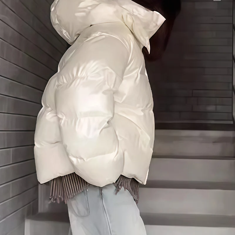 Damenkleidung, gesteppte Baumwolljacke für Damen mit abnehmbarer Kapuze und Reißverschluss, warmer, lässiger Pendlermantel für Herbst und Winter