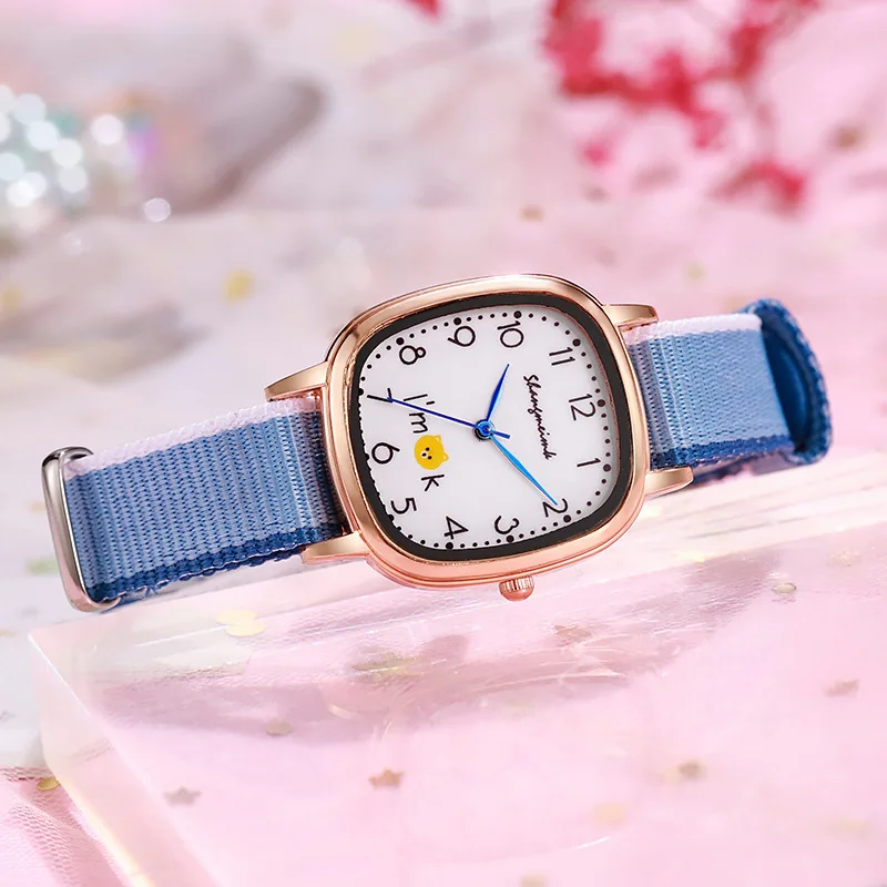New Fashion Luxury Children Cartoon Watch Woman Canvas Strap Fabric Watch For Ladies Quartz Watches Reloj Mujer Kids Girls Clock