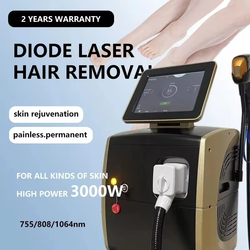 Ice Titanium Diode Laser Hair Removal Machine Permanent Painless 755 808 1064 Triple Wavelength High Power Ice Cooling