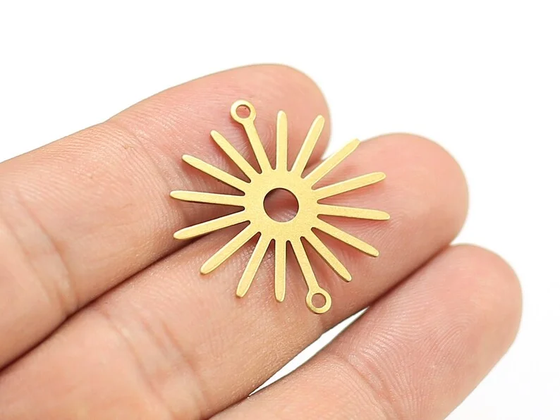 Conector De Sol De Latão para Fazer Jóias, Sunlight Brinco Charme, Resultados Brinco, 28x0.7mm, 10PCs, R1464