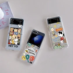 Simpatica custodia per telefono anime Snoopys per Samsung Galaxy Z Flip 3 4 Z Flip 5 6 Z Fold 4 5G PC Cover posteriore morbida Anti-caduta