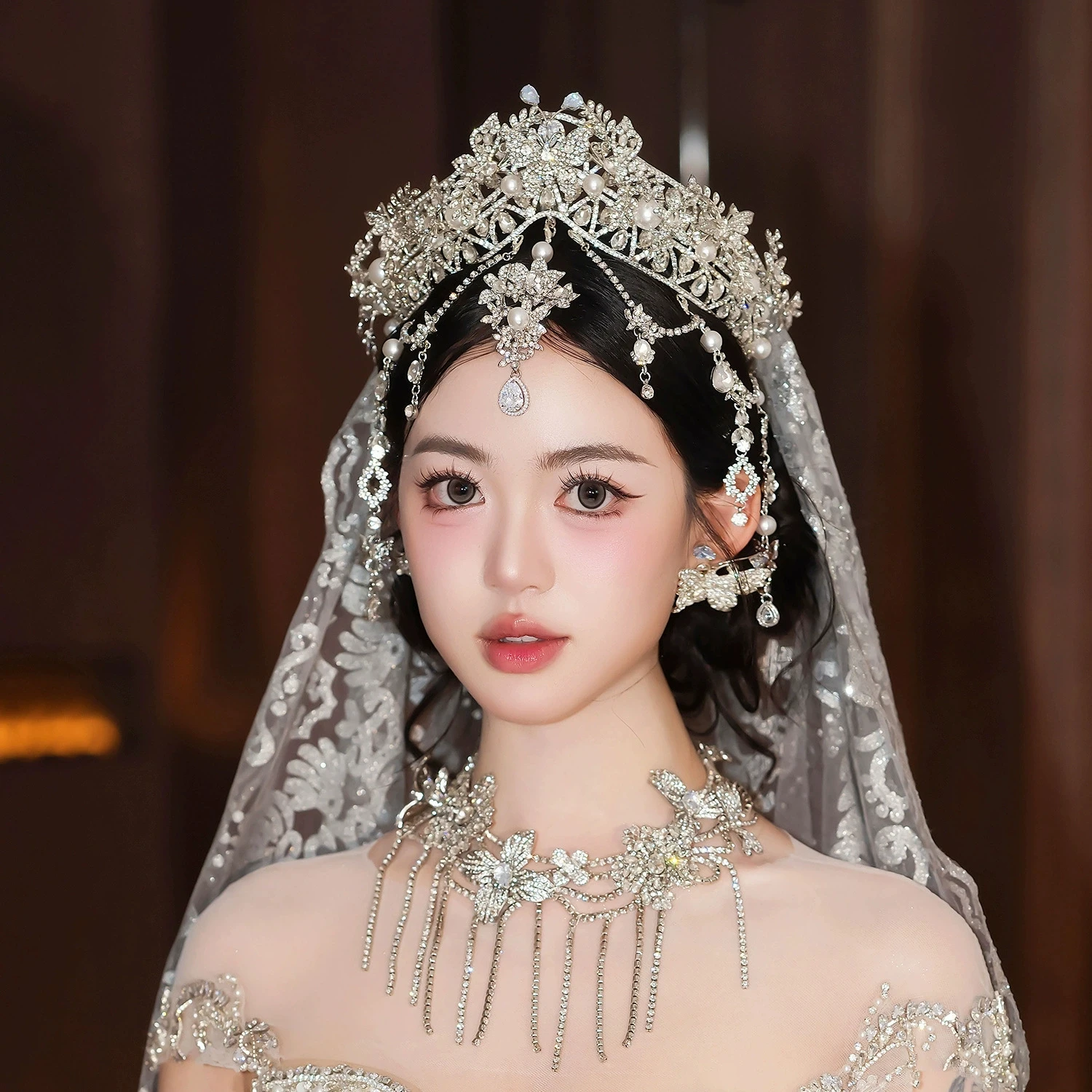 

Корейский японский стиль, искусственный кристалл, бисер, корона для волос, повязка на голову для невесты, свадебный банкет, укладка волос, аксессуар для волос, королева