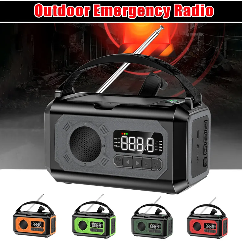 

Многофункциональное ручное радио 12000 мАч с 2 солнечными панелями, уличное аварийное радио, SOS, аварийная сигнализация, фонарик на солнечной панели