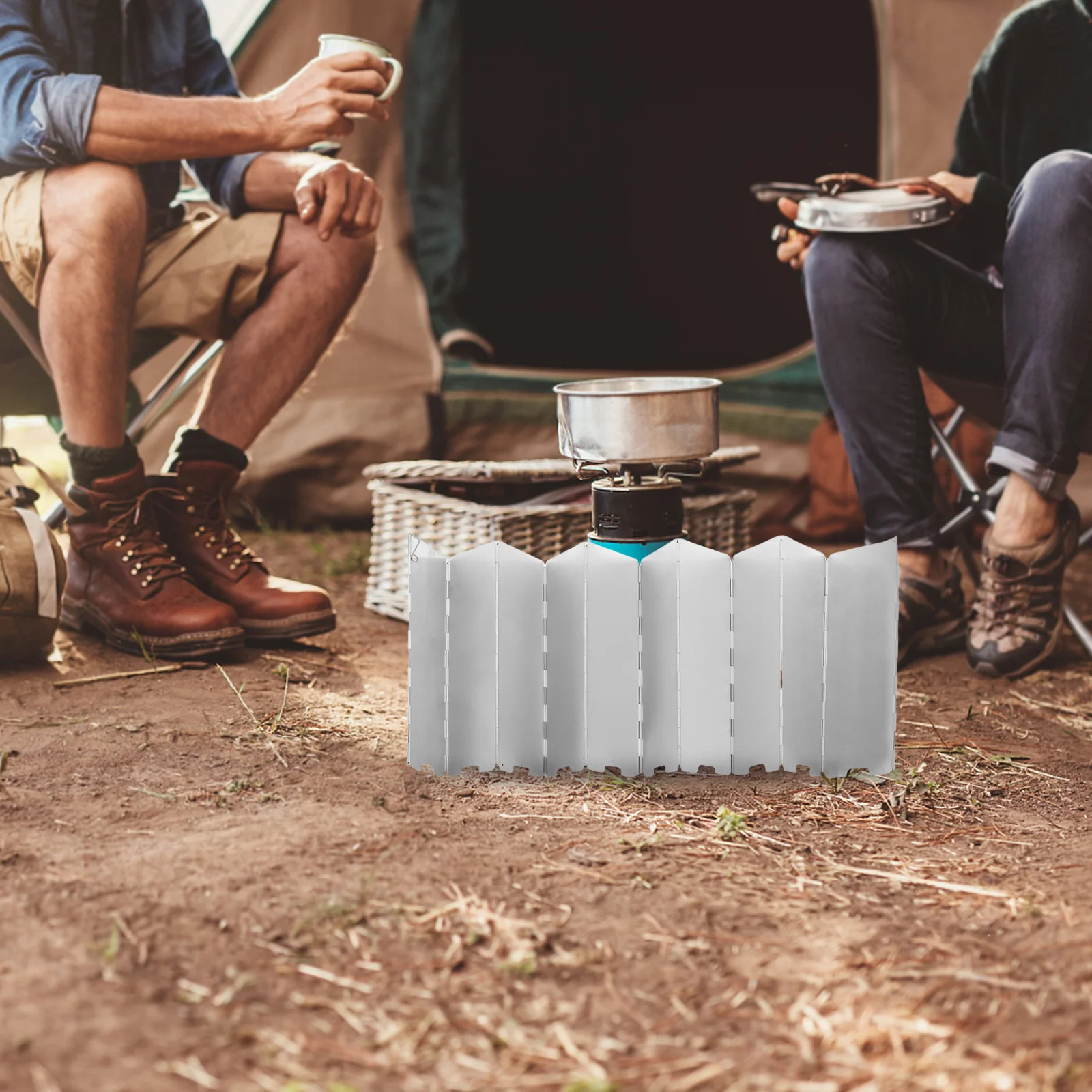 عاكس حرارة مستدير قابل للطي لسخان فناء البروبان في الهواء الطلق من الألومنيوم للزجاج الأمامي المحمول وموقد التخييم ودرع التركيز الحراري #1