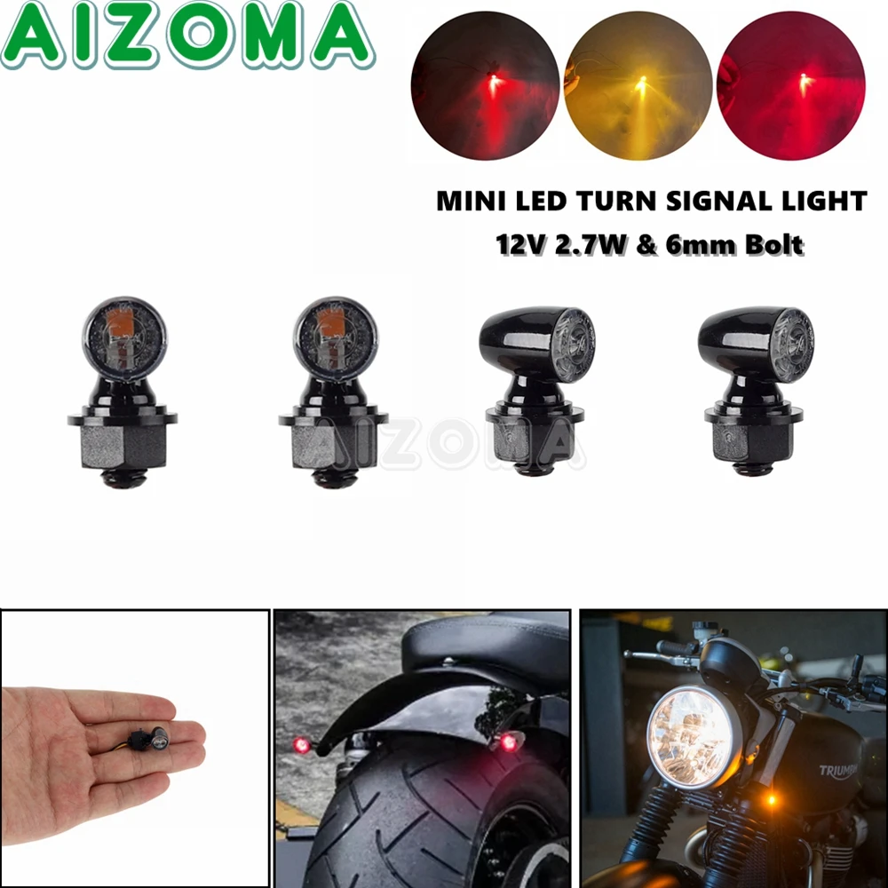 

Universal 6mm 12v 2.7w E24 Motorcycle Mini LED Lights Amber Red Signal Lamp For Chopper Bobber Custom Cafe Racer Turn Signals