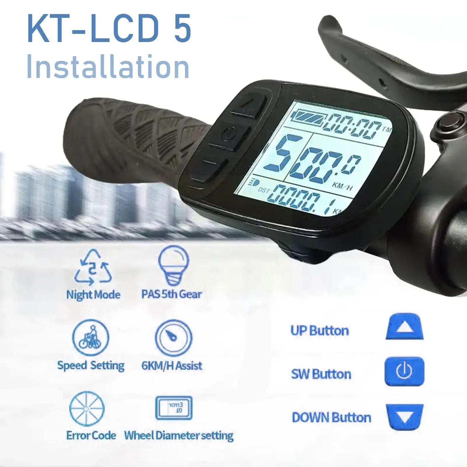 Display bici elettrica KT LCD5 display ebike impermeabile con display 24V/36V/48V connettore Kuteng SM O4I1